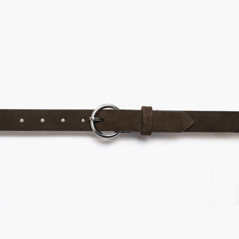 Women's Circle Leather Belt | Dark Olive Suede